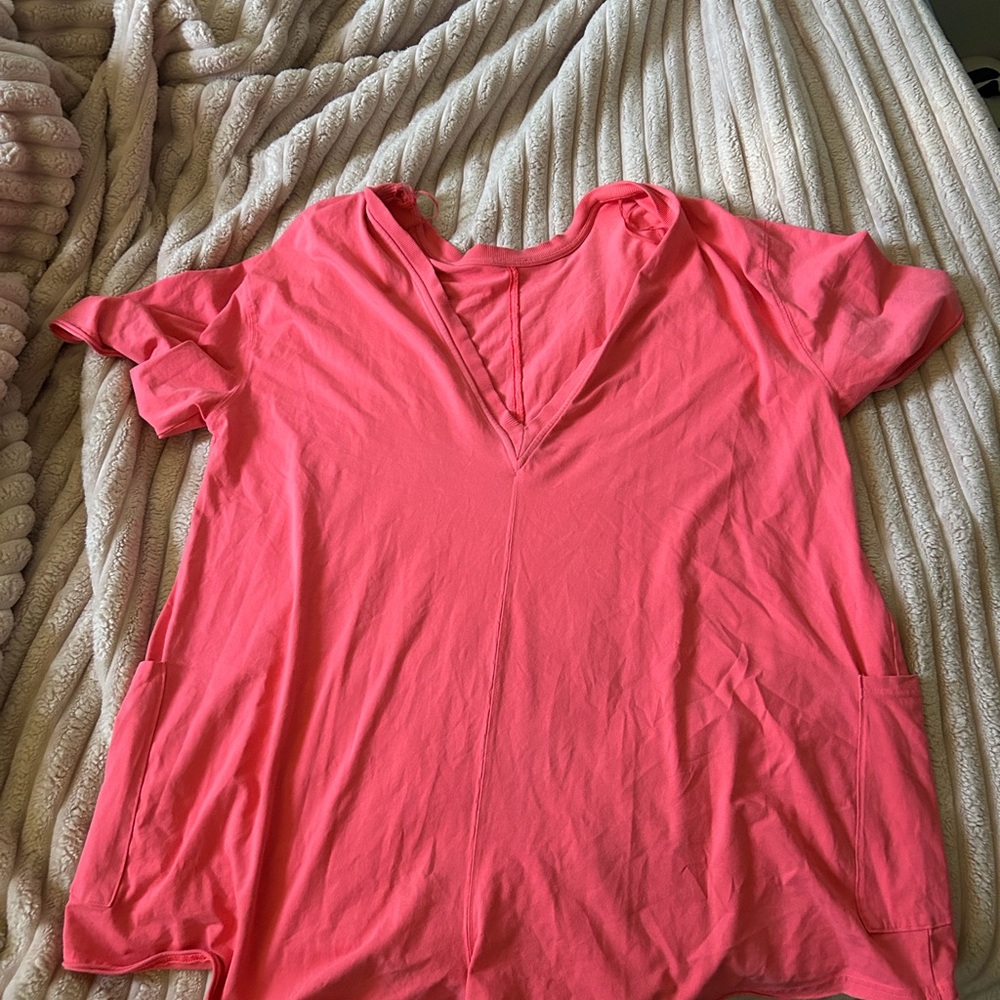 Women's Pink v neck free people romper